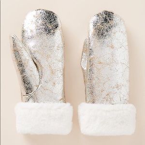 Anthropologie Silver Mittens NWT